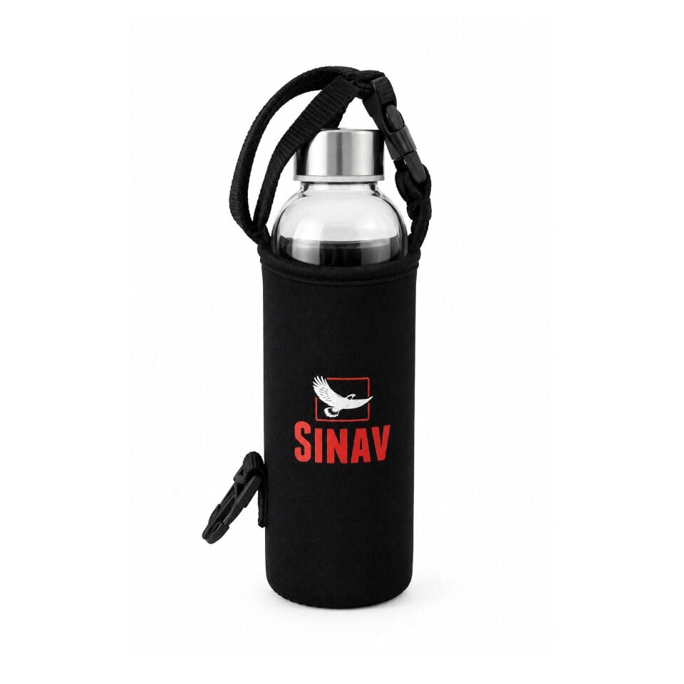 Sınav Çanta Askı Kılıflı Cam Matara 500 Ml