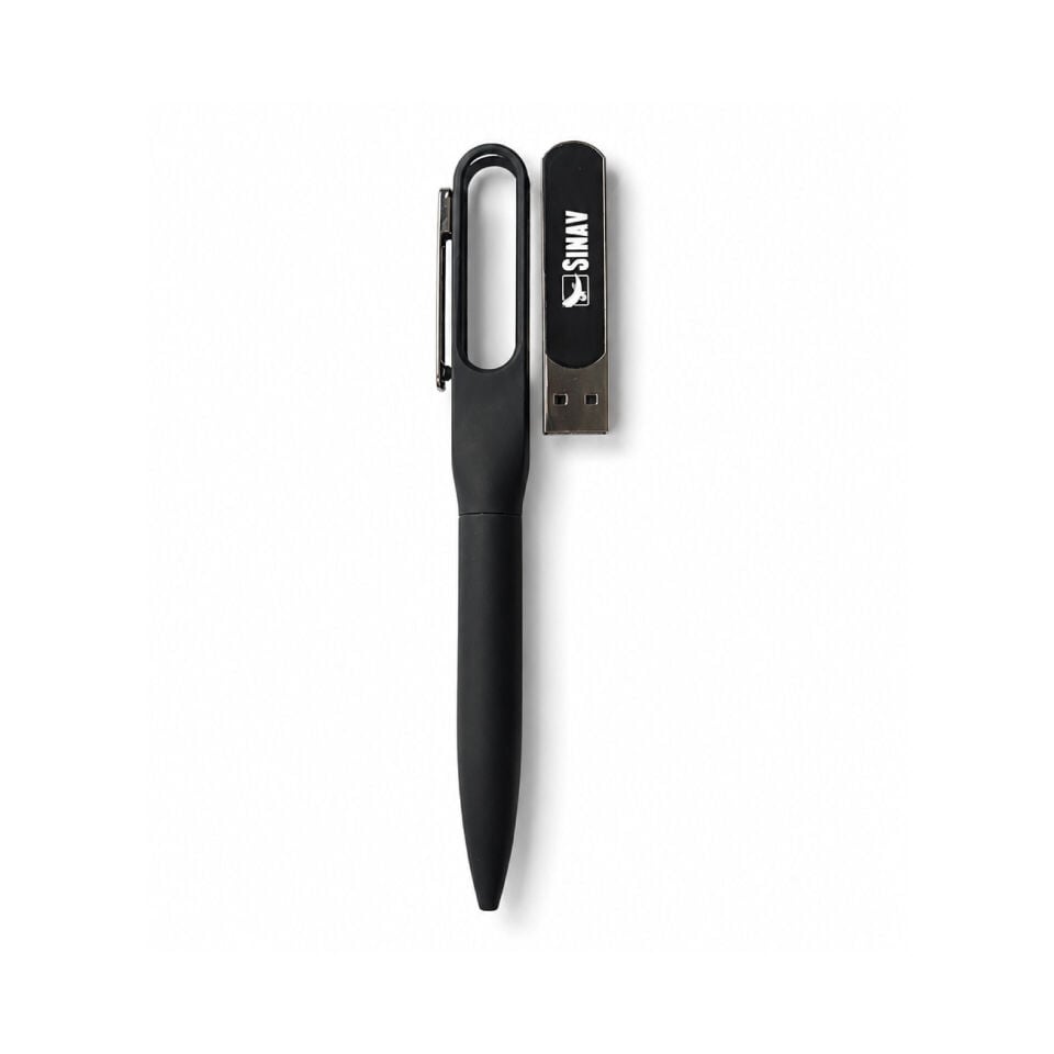 Led Işıklı USB Bellekli Rubber Metal Tükenmez Kalem