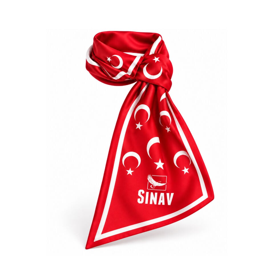 Sınav Baskılı Geçmeli Saten Fular
