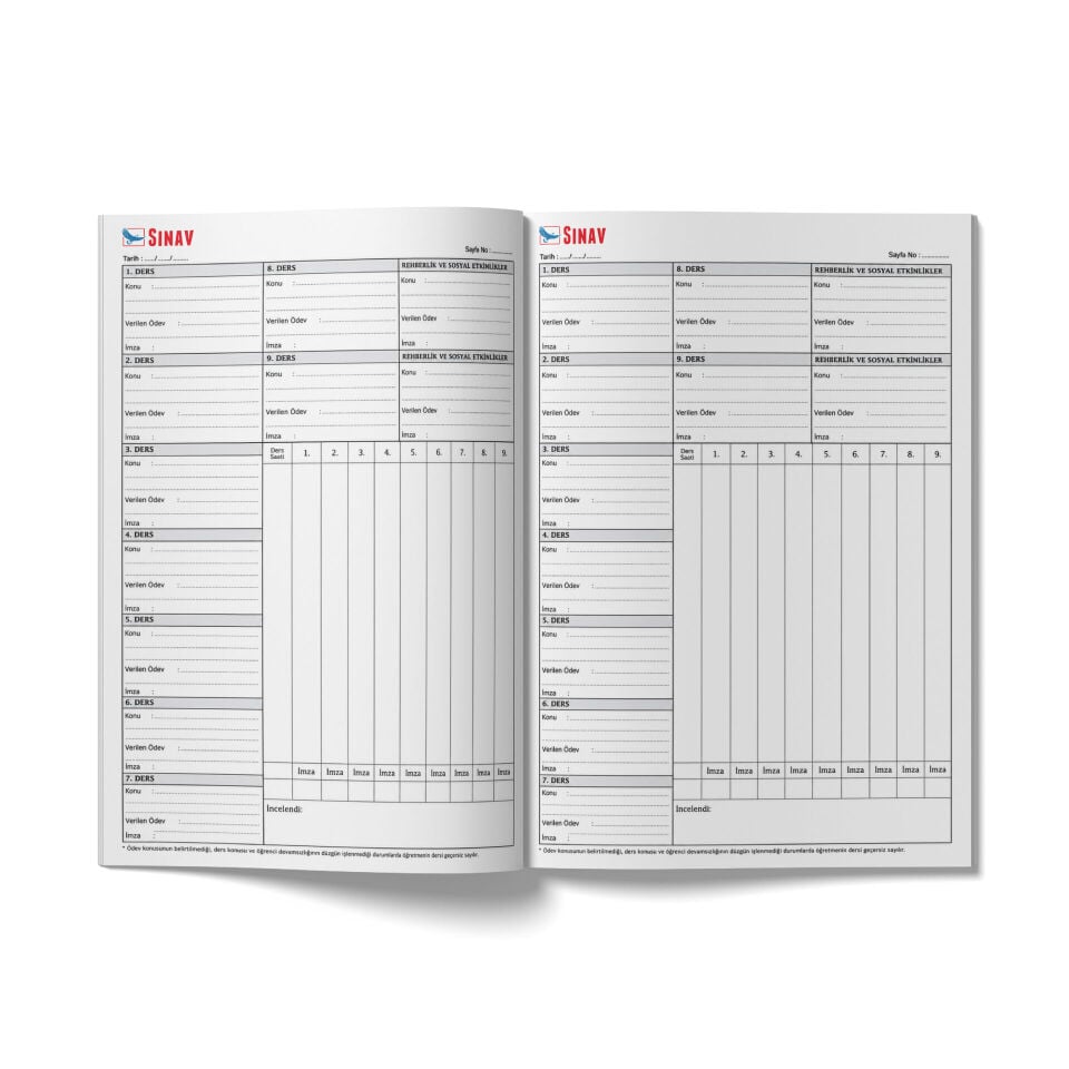 CİLTLİ YOKLAMA FİŞLİ DERS DEFTER